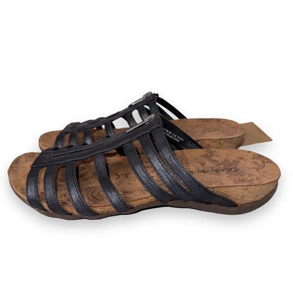 Bearpaw Sabrina Strappy Open Toe Slide Sandals Black / Brown Women's 10 - Picture 2 of 10